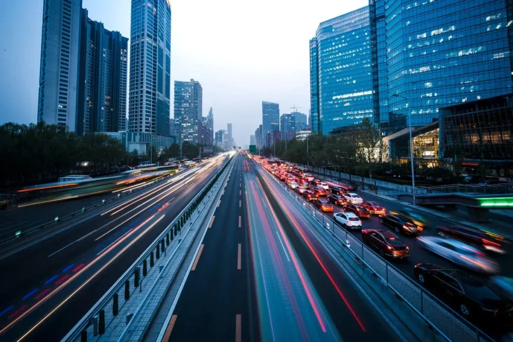 Urban Night View Road